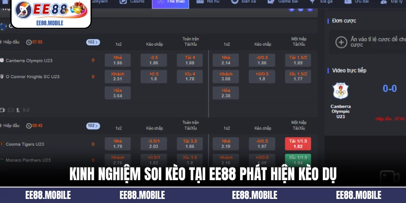 Kinh nghiệm soi kèo tại EE88 phát hiện kèo dụ